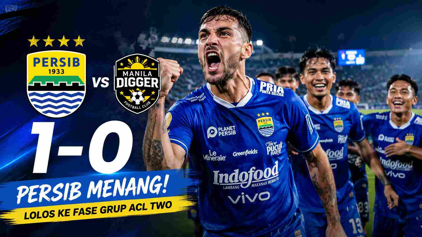 Persib Menang Dramatis 1-0 atas Manila Digger, Lolos ACL Two
